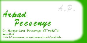 arpad pecsenye business card